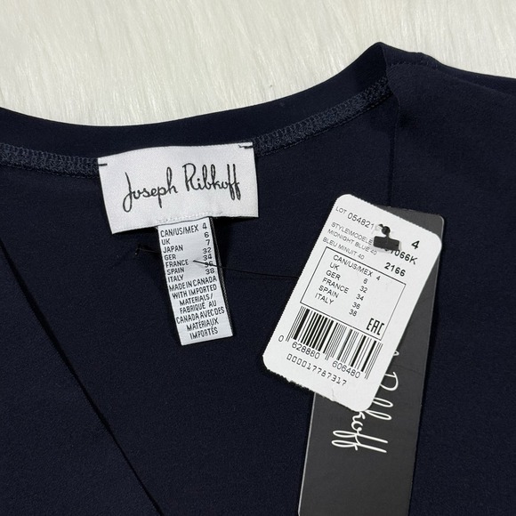 Joseph Ribkoff Women's Size 4 Blue Jersey Knit V Neck Cascade Swing Tunic Top - Picture 6 of 9